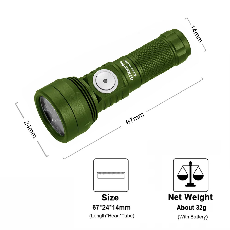LUMINTOP GT NANO PRO 3.0 LED-Taschenlampe und Angellaterne mit 1600 Lumen, wiederaufladbar via Typ C, Farbe: Grün - Bild 4