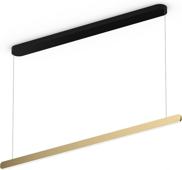 Occhio Mito linear volo 140 up LED-Pendelleuchte in Schwarz matt mit Bronze-Kopf, dimmbar mit Occhio air Modul und x-tra warm LED (2200K - 3500K), variabel einstellbare Aufhängung 65-165 cm - Bild 1