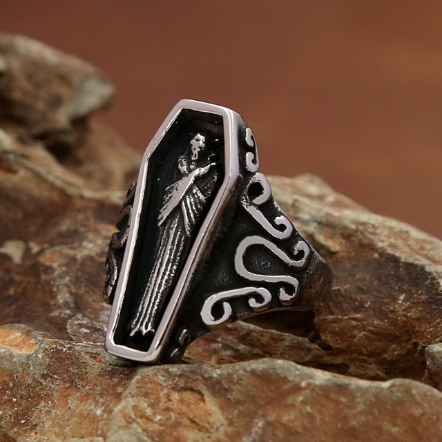 NORTHMAN Ring, Vampir Schädel, Edelstahl, Silber, Herren - Bild 1
