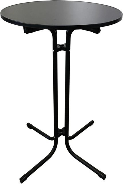 Chefgastro Klappbarer Stehtisch Rund mit Hussen, Schwarz, H: 110 cm, Ø: 70 cm, Wetterfester Bistrotisch aus Stahl und MDF mit Edelstahlbeschichtung - Bild 1