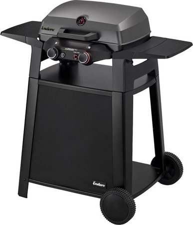 Enders eUrban Pro 2 Turbo Mobil Elektrogrill mit Trolley in Schwarz mit Turbo Zone und emailliertem Gusseisen