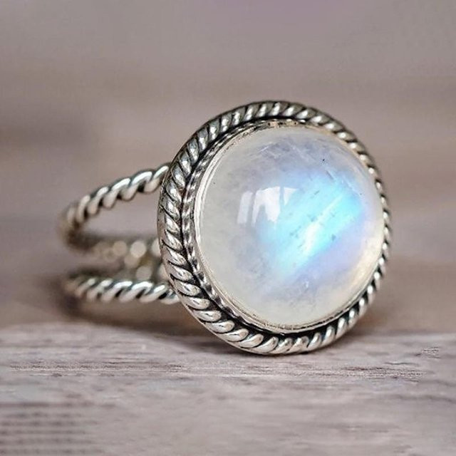 YIRAN Jewelry Ring, Kupfer, Silber, Opal-Imitation, Damen - Bild 1