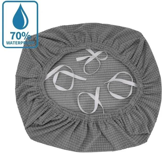 Wasserabweisender und elastischer Stuhlbezug ohne Rückenlehne in Grau aus Polyester und Elastan - Bild 1