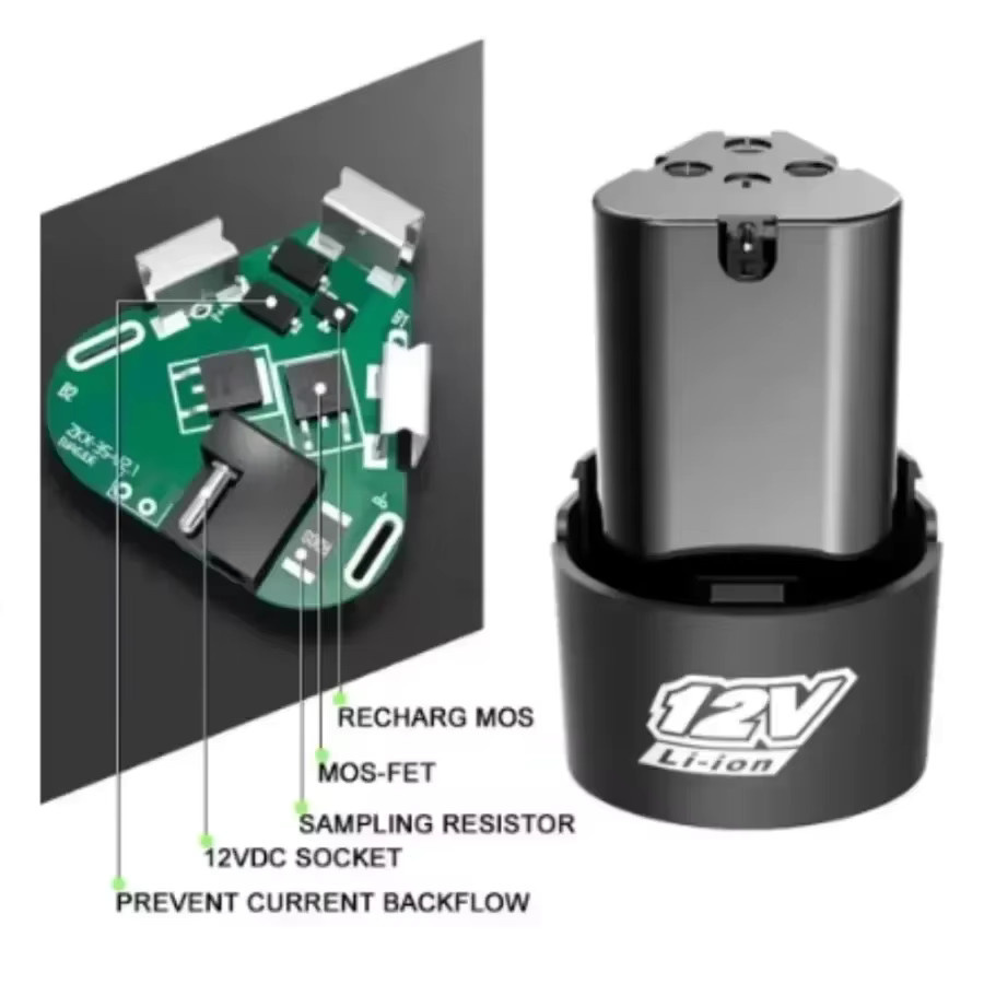 Ersatz-Akku für Elektrowerkzeuge, 12 V Li-Ion, Schwarz - Bild 3