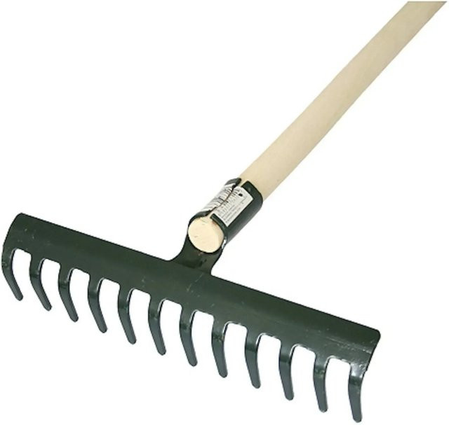 PROREGAL Gartenharke R107SK mit 16 Zinken und Holzgriff in Schwarz, Höhe: 160 cm - Bild 1
