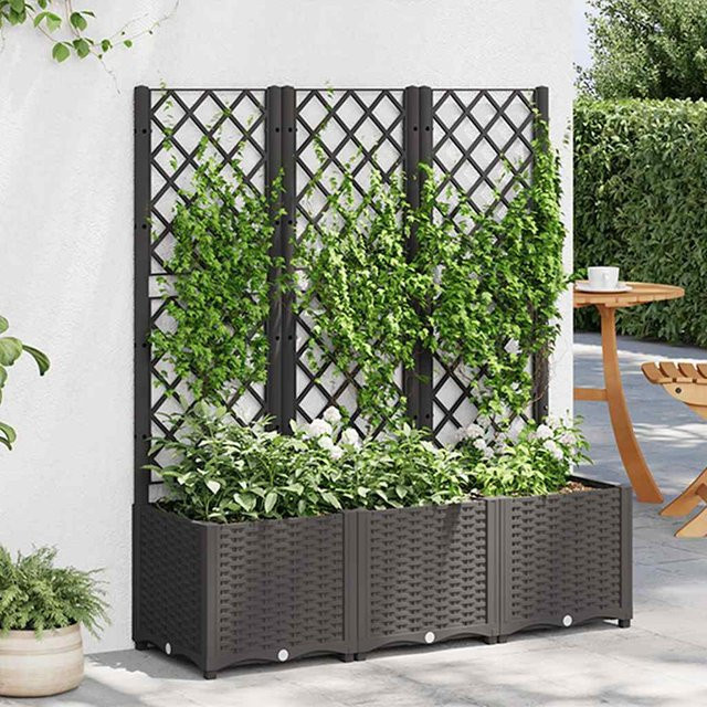 vidaXL Hochbeet Garten-Pflanzgefäß mit Spalier in Schwarz aus Polypropylen, B/T/H: 120 x 40 x 136 cm - Bild 3