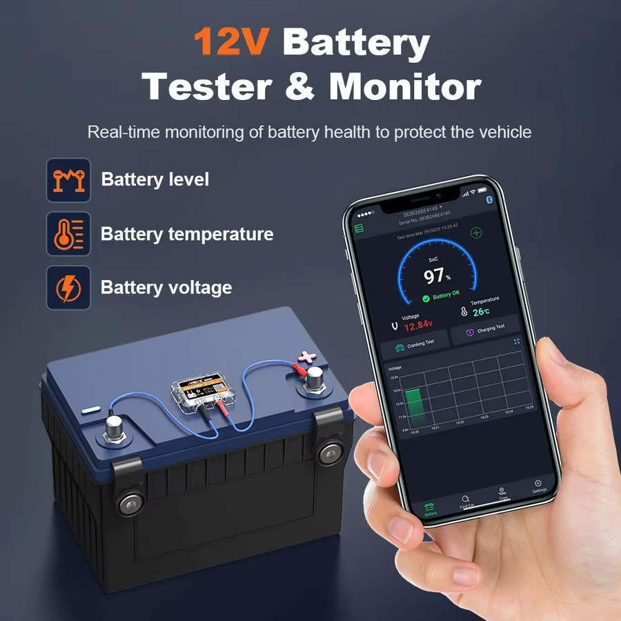 Ancel BM200 Wireless Bluetooth 2.0 12V Autobatterie Monitor zur Gesundheitsprüfung und Überwachung für Android und iOS App - Bild 2
