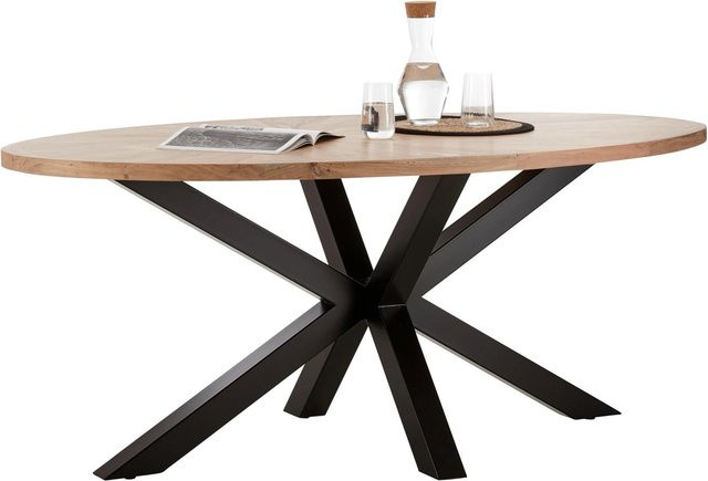 Zandiara Esstisch Orbit aus Holz in Akazienfarbe, oval, B/T/H: 180 x 100 x 76 cm - Bild 1