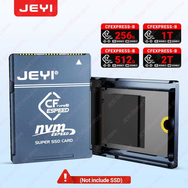 JEYI M.2 NVMe SSD zu CFE Typ-B Aluminium-Adapter PCIe 4.0 für Nikon Z6 Z7 Z9 R3 R5 D6 und Canon R3 R5C - Bild 1