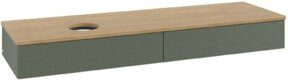V&B Waschtischunterschrank Antao mit Frontstruktur in Eiche Honig und Grün, B/T: 160 x 50 cm - Bild 1
