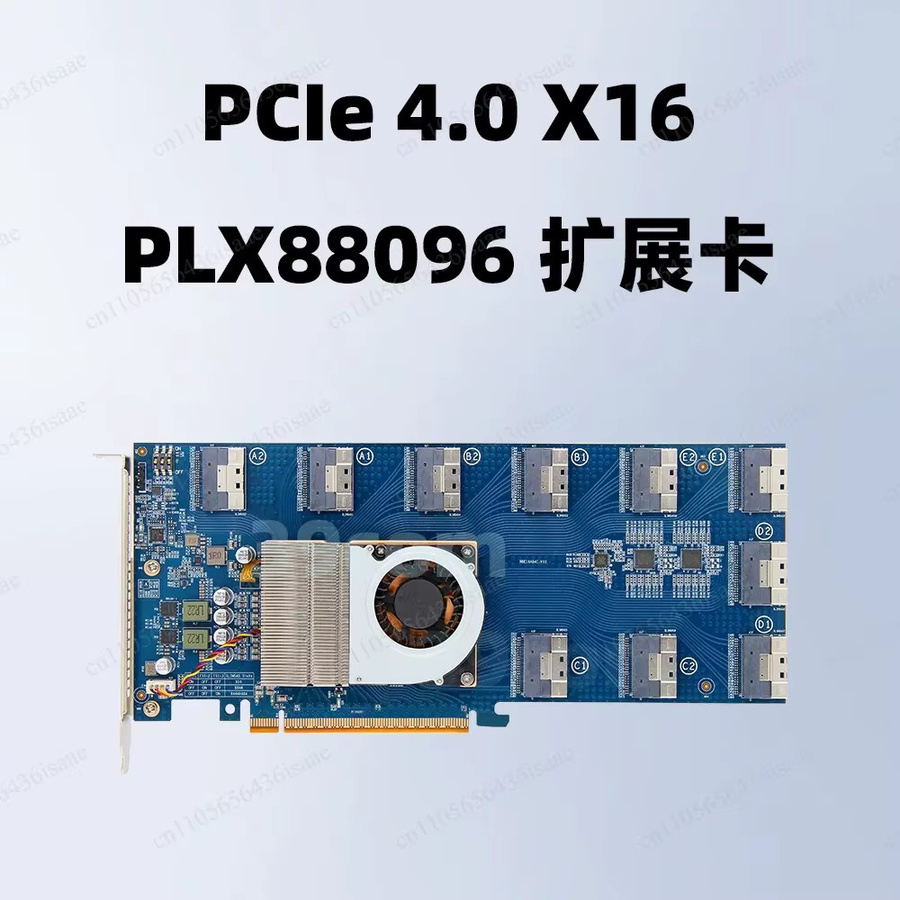 PCIe 4.0 Erweiterungskarte PLX88096 mit 6-10 Ports und 8654 Schnittstelle in Blau - Bild 2