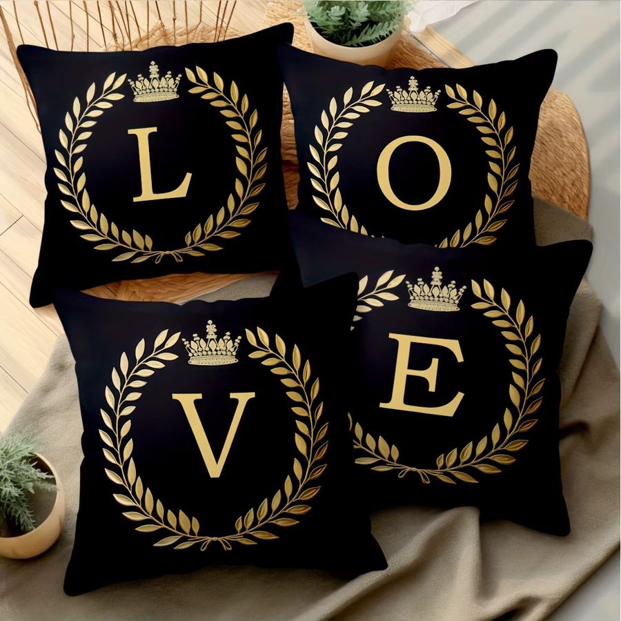 VIKAMA Kissenbezug mit 26 Buchstaben und Kronen-Design für Sofa und Wohnzimmer - Bild 2