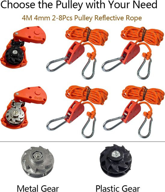 Campingzelt-Spannseil mit Ratsche und Haken in Orange, 4 mm x 4 m - Bild 1