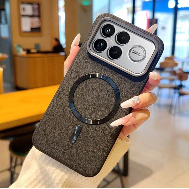 Vegane Leder-Handyhülle mit Magnetverschluss und Metall-Linsenschutz für Xiaomi Poco F8 Ultra Pro und Redmi K90 Pro Max in Grau - Bild 1