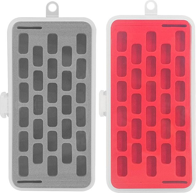 OZXHIXU Aufbewahrungsboxen aus Kunststoff mit 28 Fächern, transparent und pink, ideal für Nähzubehör und Handwerk, B/T/H: 28,0 x 18,0 x 3,0 cm - Bild 1