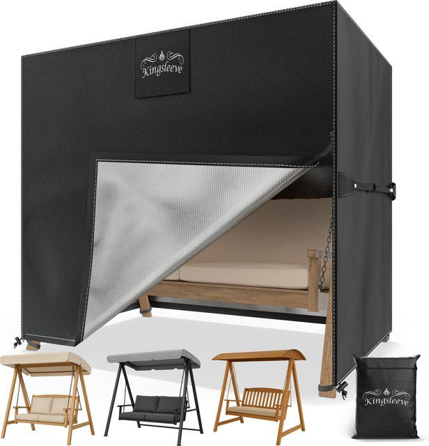 KINGSLEEVE Abdeckplane für Hollywoodschaukel in Anthrazit, B/T/H: 175 x 125 x 160 cm - Bild 1