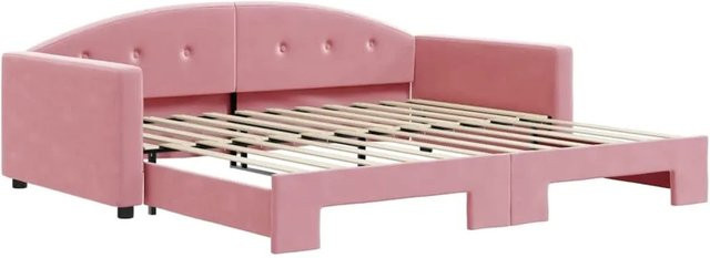 vidaXL Tagesbett ausziehbar in Rosa mit Samtbezug B/T/H: 100 x 200 x 75 cm - Bild 1