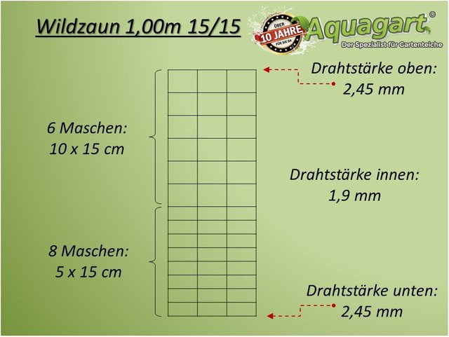 Aquagart Wildzaun Forstzaun Knotengeflecht Drahtzaun in schwerer Ausführung, 300 m, dickverzinkt - Bild 1
