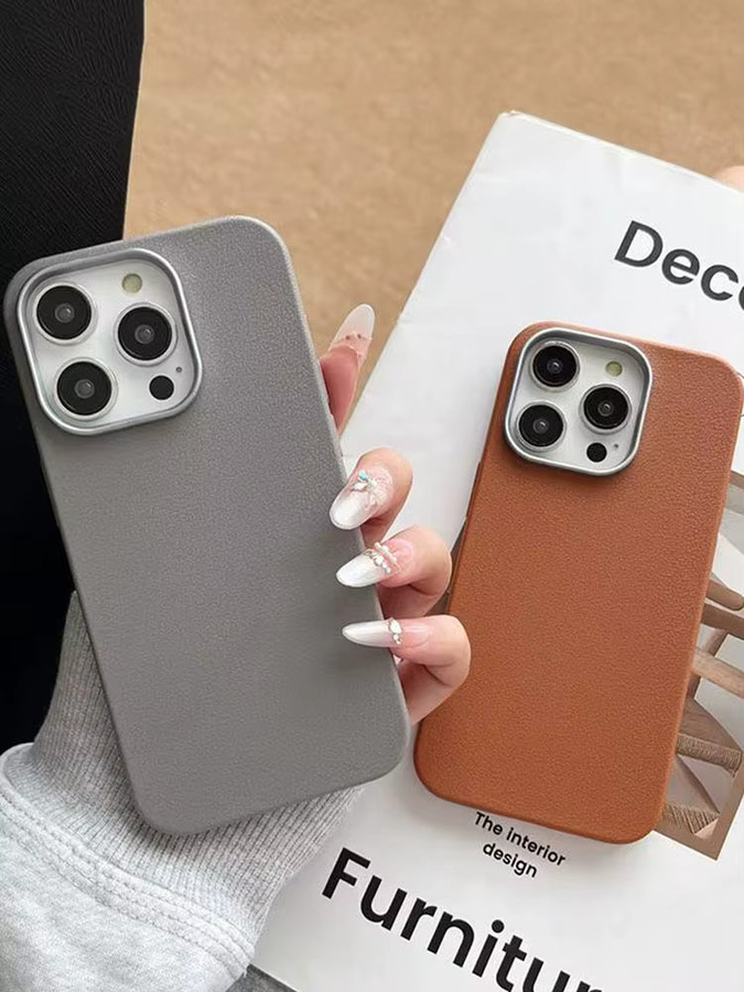 Stoßfeste Handyhülle mit Litschi-Muster für Apple iPhone in Schwarz - Bild 3
