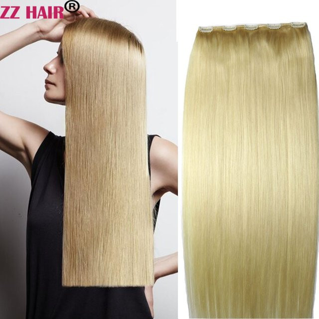 Zzhair Haarverlängerungen Remy Haar, Clip-in, gerade, 1 Stück Set - Bild 1