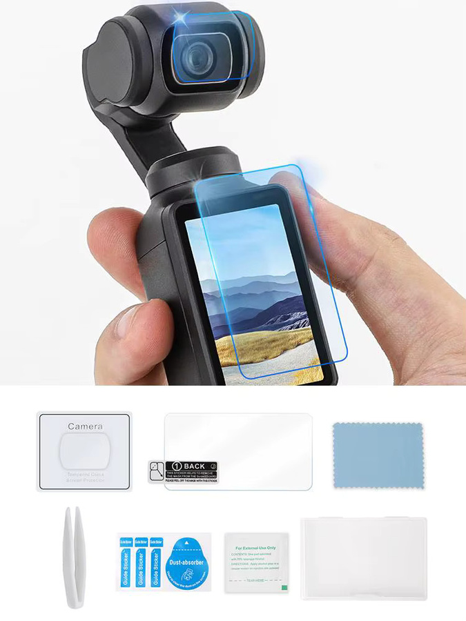 Sunnylife Schutzfolien-Set für Osmo Pocket 3, hochauflösendes und explosionsgeschütztes Zubehör für Linse und Bildschirm, transparent - Bild 7