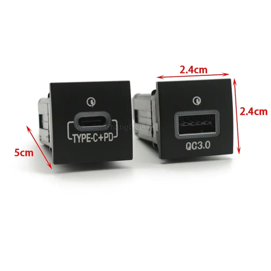 ShangDeLi USB-Ladesteckdose mit USB-C, QC3.0 und PD-Typ für VW Golf 6, Jetta 5 MK5 und Scirocco (2006–2012), Schwarz - Bild 2