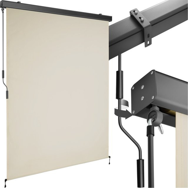tectake Senkrechtmarkise Eloise Beige mit Handkurbelmechanismus und Aluminiumgehäuse B/H: 140 x 250 cm - Bild 1