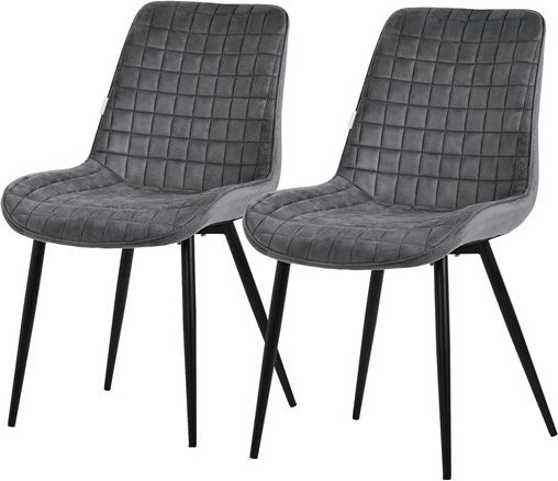 2er Set Esszimmerstühle ML-Design in Anthrazit mit Samtbezug und Stahlbeinen - Bild 1