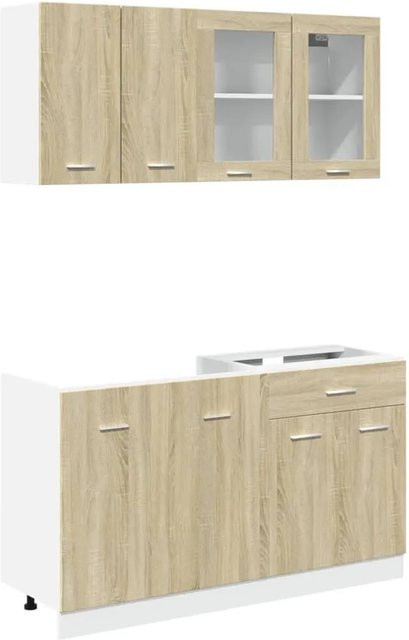 vidaXL 4-tlg Küchenschrank-Set Sonoma Eiche mit Glastüren und Schubladen aus Holzwerkstoff - Bild 1