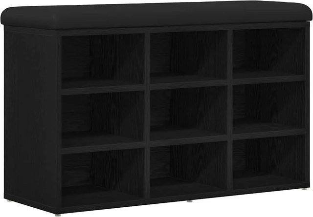 vidaXL Schuhbank mit Regal in Schwarz aus Holzwerkstoff, B/T/H: 80 x 30 x 48 cm - Bild 1