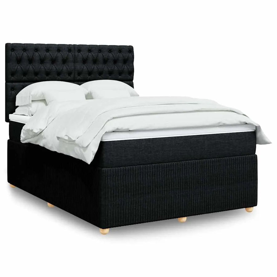 vidaXL Boxspringbett mit Matratze Schwarz B/T/H: 160 x 200 x 140,5 cm mit USB-Anschluss und Unterbettbeleuchtung - Bild 2