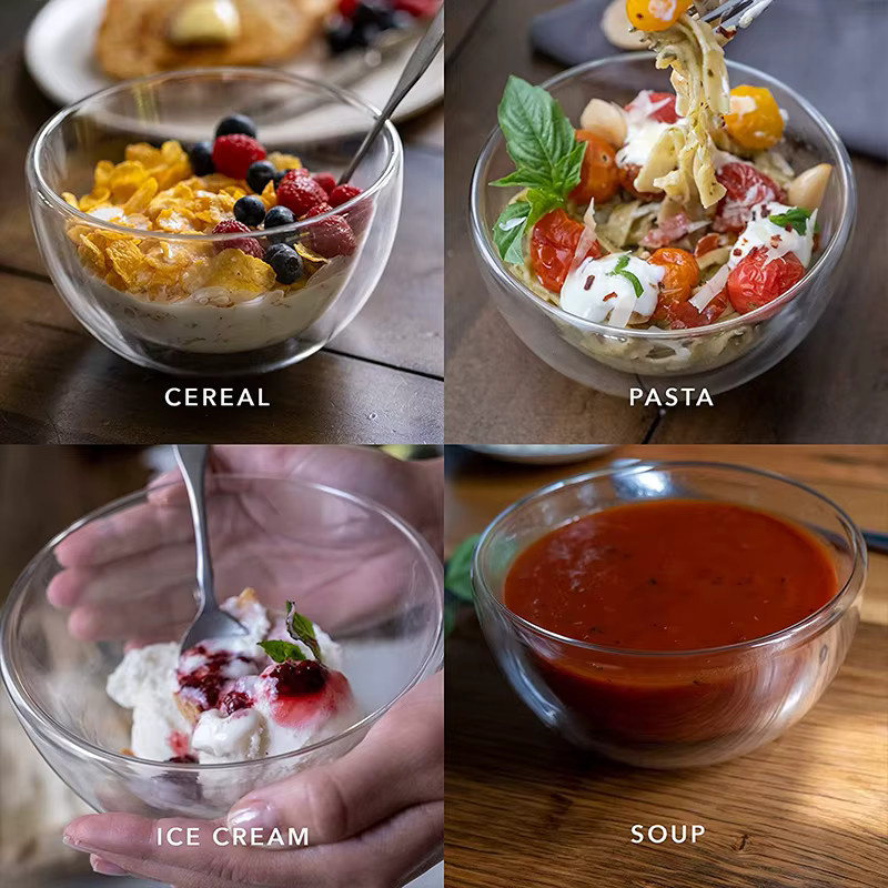 YWDL Doppelwandige Glasschüssel aus Glas, transparent, für Salat, Suppe oder Müsli, 500 ml - Bild 5