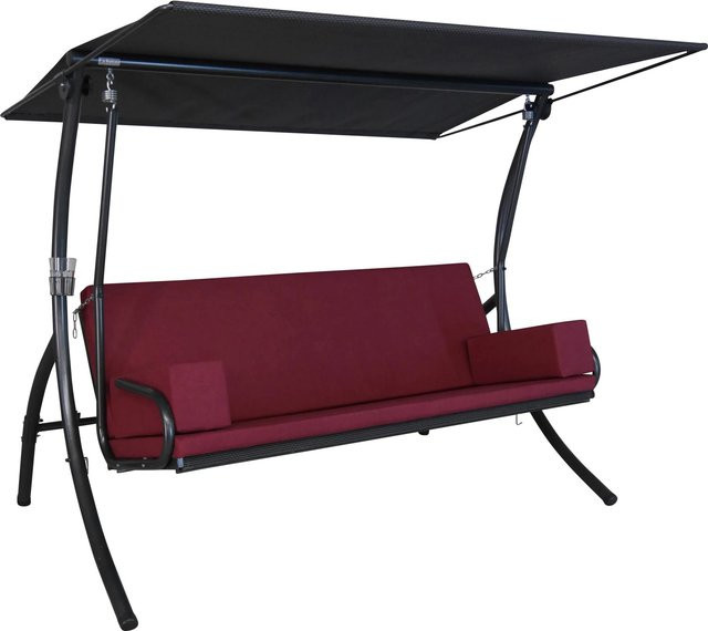 Angerer Hollywoodschaukel Elegance Tolar in Rot mit Liegefunktion, Sonnen canopy und Textilene-Gewebe - Bild 1