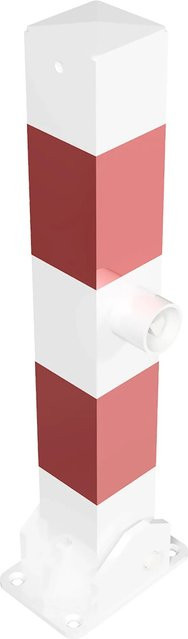 Schake Absperrpfosten Typ 4715FUB umlegbar mit Dreikantverschluss Weiß Rot - Bild 1