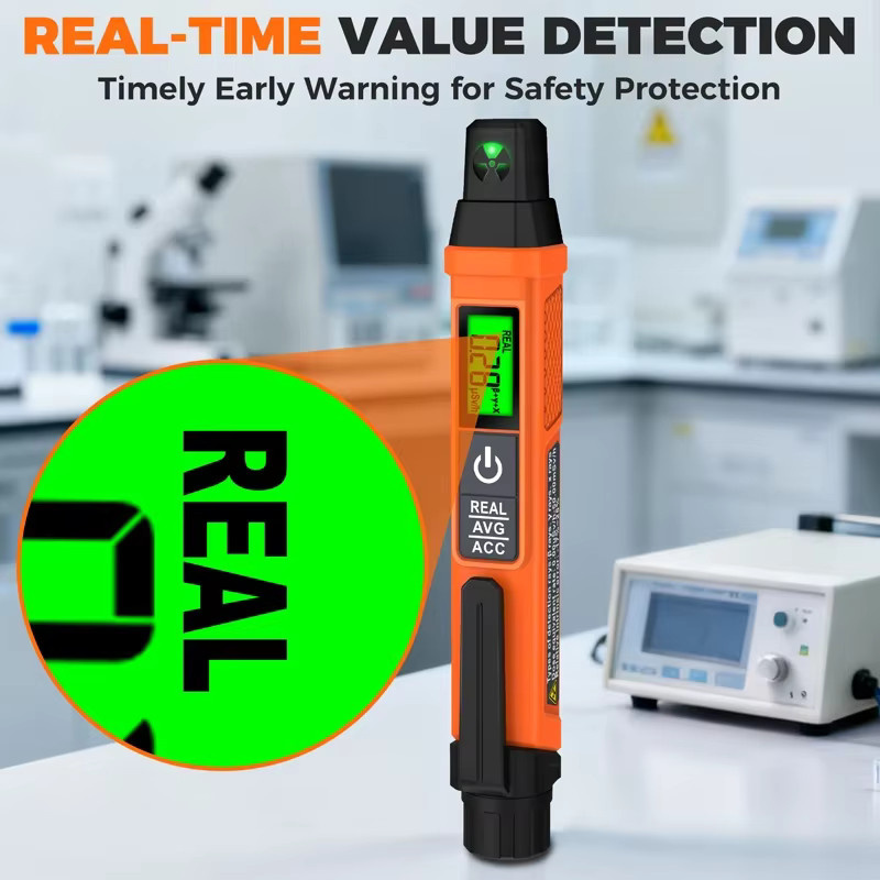 POROMETISTO Mini Geigerzähler Nuklearer Strahlungsdetektor in Orange mit Röntgen-Gamma-Beta-Detektor und Ton- und Lichtalarm - Bild 3