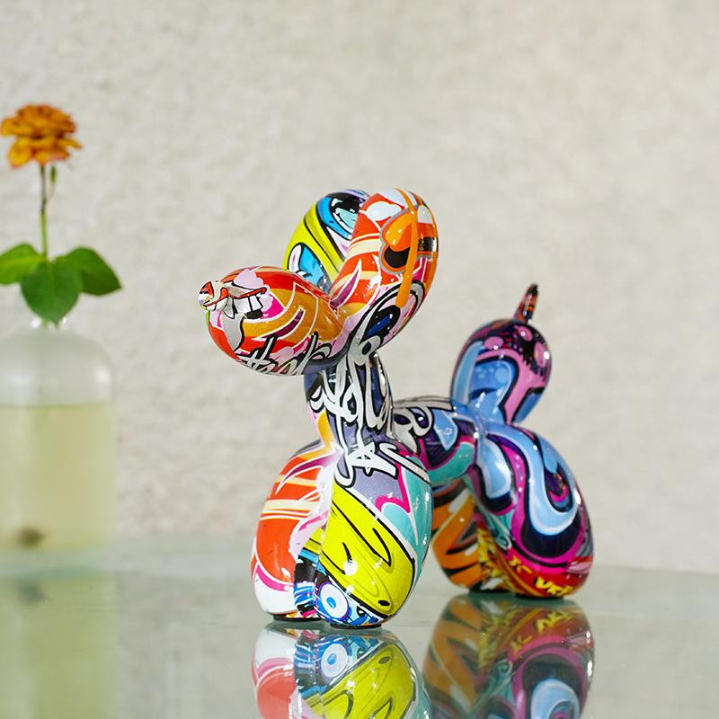 Yiran Furniture Ballonhund Ornament im Graffiti-Design, bunt, Tischdekoration aus Harz - Bild 1