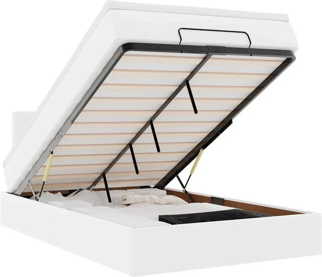 vidaXL Ottoman-Bett mit Matratze in Weiß aus Kunstleder mit Lift-up-Funktion B/T/H: 120 x 193 x 78 cm - Bild 1