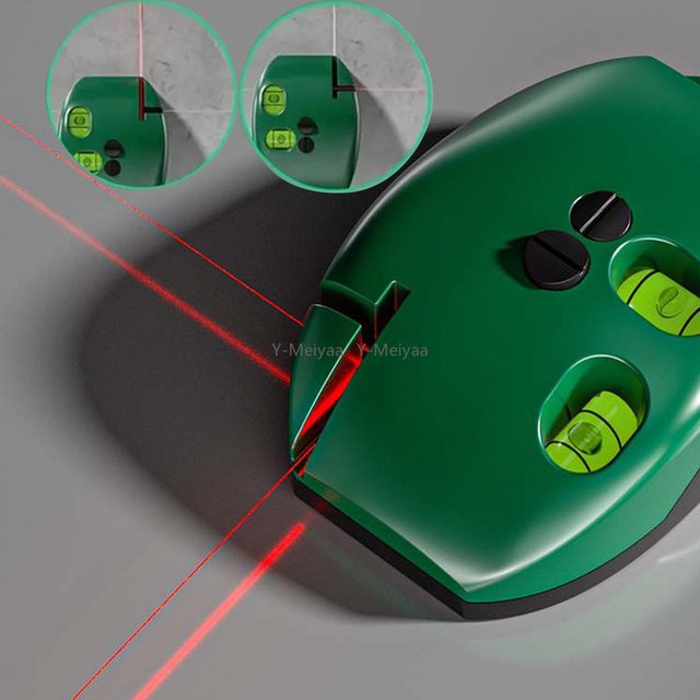 Vertikale Maus-Laserwasserwaage mit Infrarot-Horizontallinie und rechtwinkliger Libelle, 2-Linien-Laser-Nivelliergerät mit 20m Reichweite in Grün, B/T/H: 11,7 x 7,0 x 20,0 cm - Bild 1