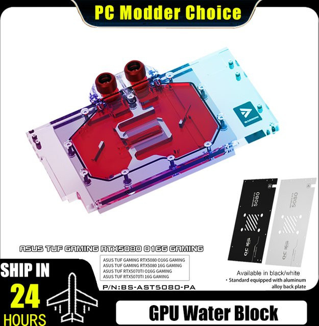 Barrow GPU Wasserkühler für ASUS TUF Gaming 5080 und 5070Ti mit 5V ARGB und schwarz-weißer Rückplatte BS-AST5080-PA - Bild 1