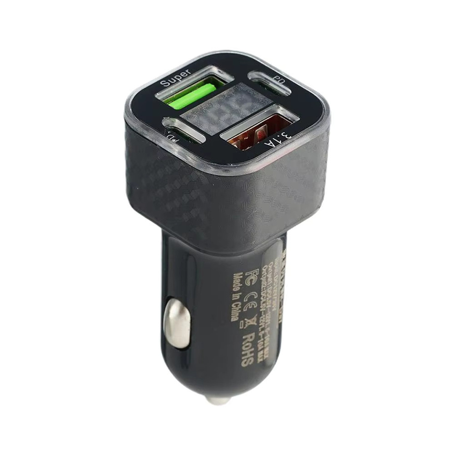 4 in 1 USB C Auto Ladegerät mit 380 W und Dual PD USB Ladestation inklusive Spannung Display in Schwarz für dein iPhone - Bild 4
