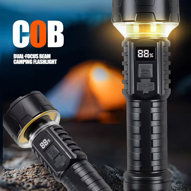 Heinast Taktische LED Taschenlampe in Schwarz mit USB-Ladefunktion für Outdoor, Camping und Angeln - Bild 4