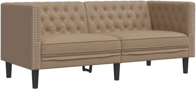 vidaXL Chesterfield-Sofa 2-Sitzer in Cappuccino aus Kunstleder mit Polsterung, B/T/H: 174,0 x 74,5 x 70,5 cm - Bild 1