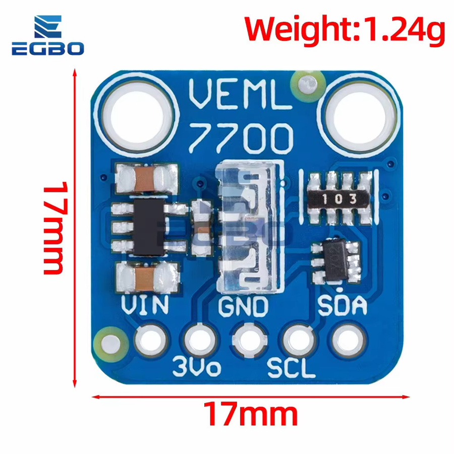EGBO VEML7700 Umgebungslichtsensormodul in Blau mit 120k Lux Lichtmesssensorplatine, 3,3V 5V und I2C IIC-Schnittstelle für Arduino und Raspberry Pi - Bild 2