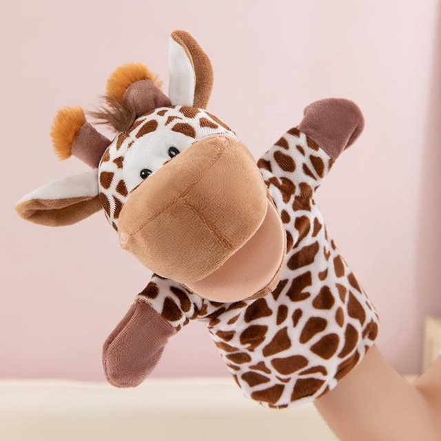 Yiran toy Handfingerpuppen Cartoon, Plüschtier, Löwe Schaf Ente Giraffe, ab 3 Jahren - Bild 1