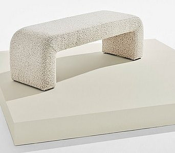 Odette Bank aus Bouclé in Beige mit Holzgestell B/T/H: 120 x 41 x 40 cm - Bild 1