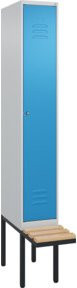 C+P Spind Classic PLUS Garderobenschrank mit Sitzbank, 1 Abteil, Zylinderschloss, 3 Garderobenhaken, B/T/H: 212,0 x 30,0 x 81,5 cm - Bild 1