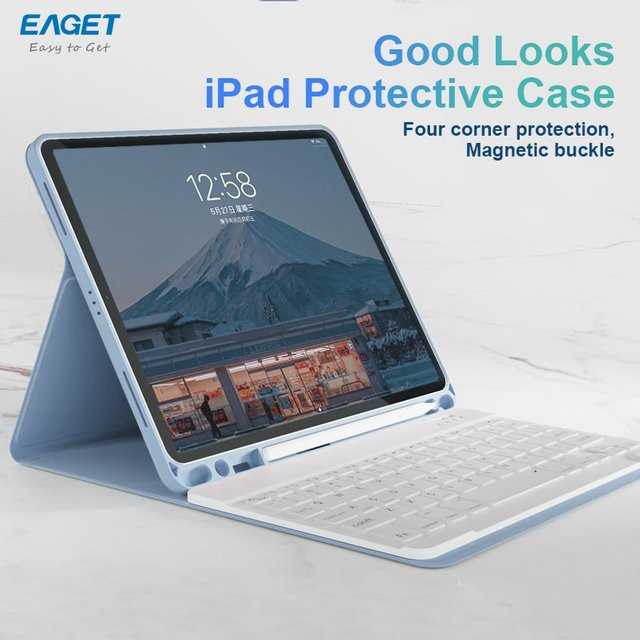 Eaget Schutzhülle für iPad Air 4/5 und iPad Pro 11 sowie verschiedene iPad Generationen in Blau mit Stifthalterabdeckung - Bild 1