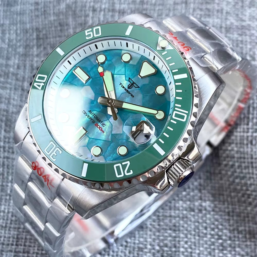 Tandorio Taucheruhr, Automatik, Edelstahl, 40 mm, Grün, Perlmutt, Herren - Bild 1