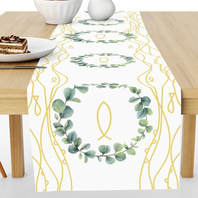 VIKAMA Kommunions-Tischdecke mit floralem Muster in Weiß, rechteckig, B/T: 90 x 33 cm - Bild 1