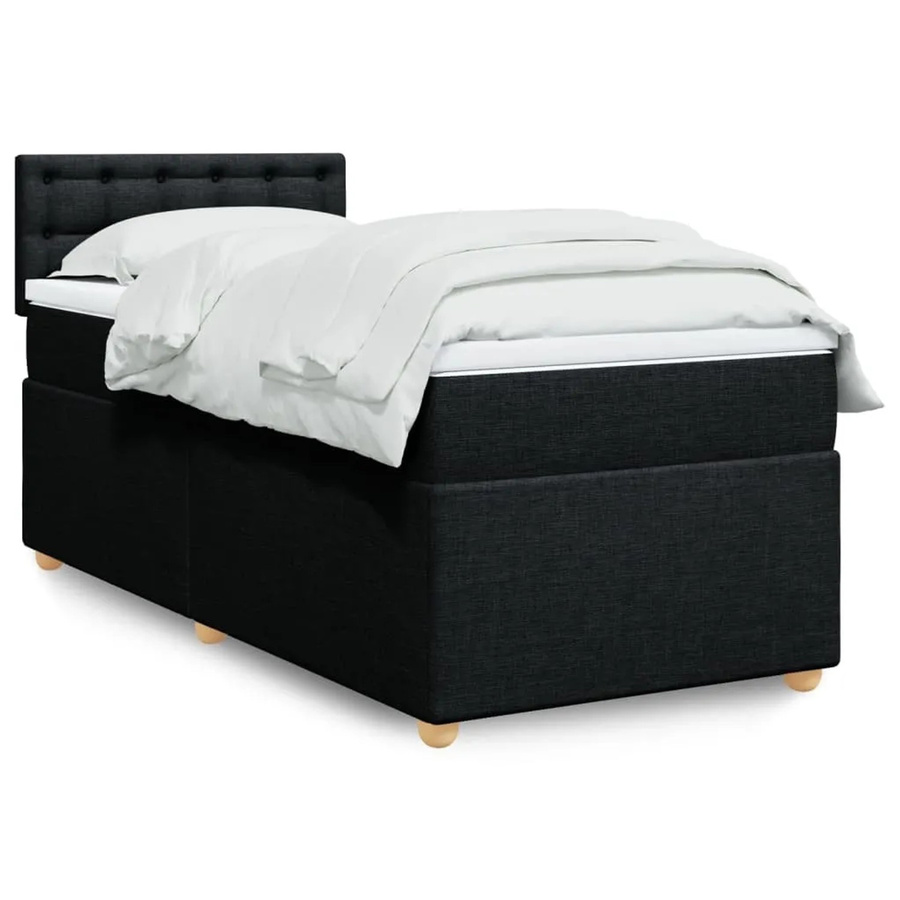 vidaXL Boxspringbett mit Matratze in Schwarz aus Stoff mit USB-Ladeport und Unterbettbeleuchtung, B/T: 80 x 200 cm - Bild 2